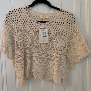 Rebellion Beige Crochet Crop Top